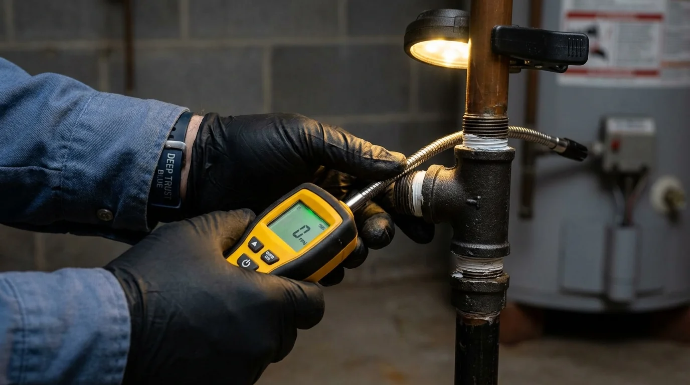 Gas leak detection with electronic sniffer by Johns Plumbing LLC in Josephine